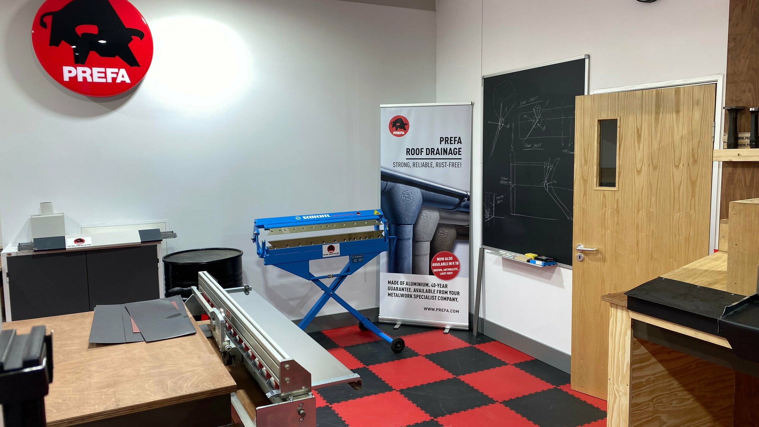 Photograph of an interior of the newly opened PREFA Academy in the UK.