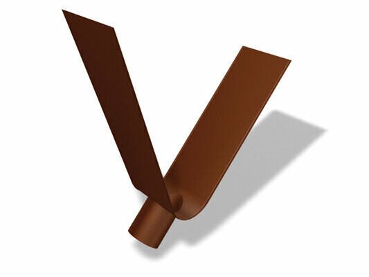 PREFA aluminium on-roof gutter outlet, brown, Ø 100 mm, reliable connection solution for gutter installation.