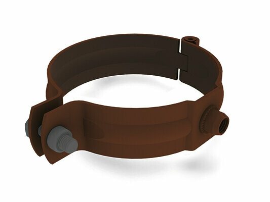 PREFA pipe bracket for downpipe, brown, Ø 60, 80, 100, 120, 150 mm, with M10 thread without pin, stable fastening solution for downpipes.