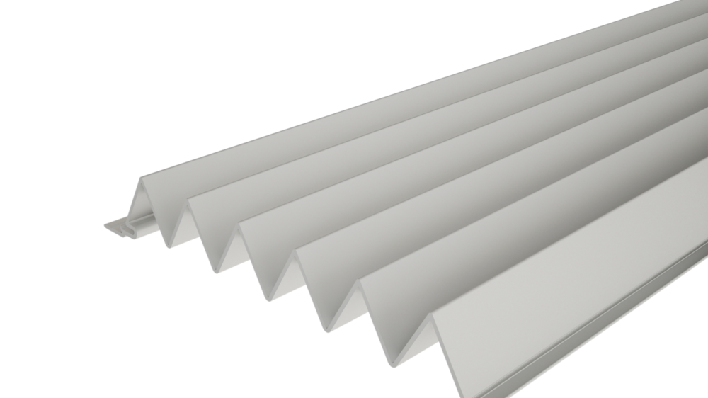PREFA serrated extruded profile 29/33 with a serrated surface, for façade design or balcony cladding.
