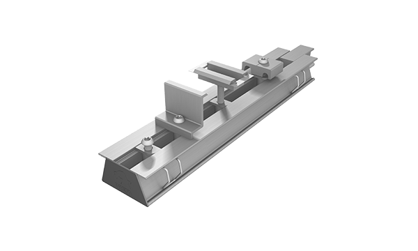 The various PREFA solar brackets on the PREFA profile rail.